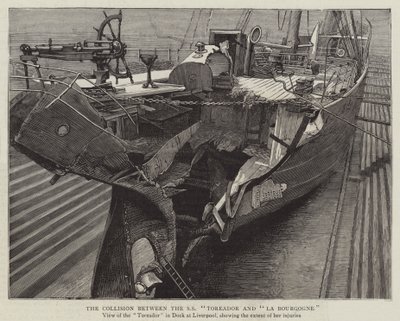 Kollisionen mellem SS "Toreador" og "La Bourgogne" (gravering) af English School