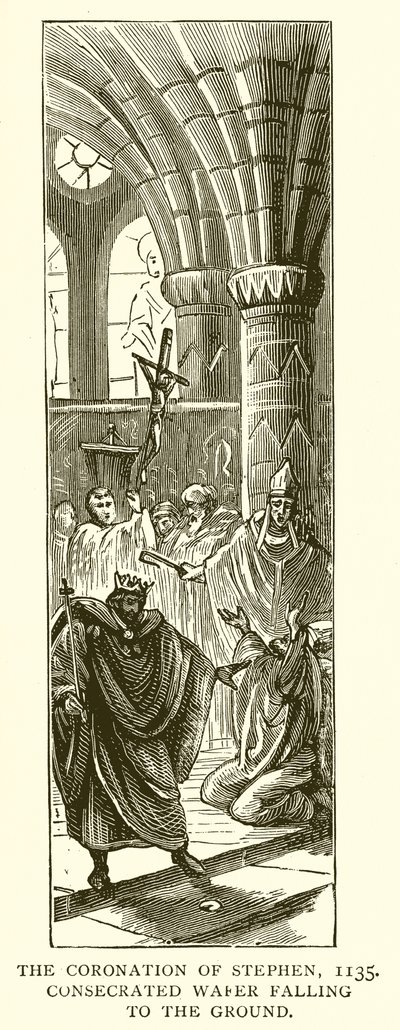 Stephens kroning, 1135. Indviet oblat falder til jorden af English School