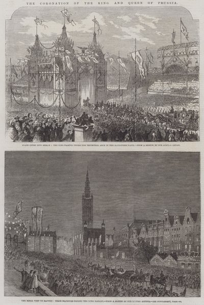Kroningen af kongen og dronningen af Preussen (gravering) af English School