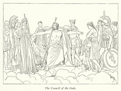 The Council of the Gods (litho) af English School