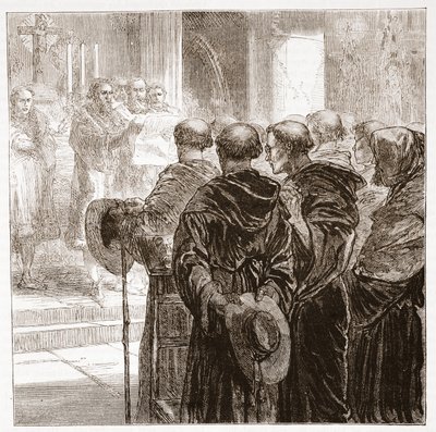 Rådmændene opløser munkeordenen Augustiner i Zürich, 1524, illustration fra The History of Protestantism af James Aitken Wylie (1808-1890), pub. 1878 af English School