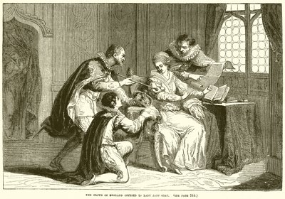 Die Krone von England wird Lady Jane Gray angeboten von English School