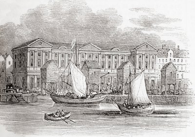 The Custom House, London, England, som det så ud før den store brand, fra Old England: A Pictorial Museum, pub. 1847 af English School