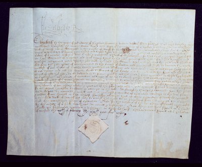 Dødskendelsen til Thomas Howard, 4. hertug af Norfolk, underskrevet af dronning Elizabeth I, 1572 (blæk på vellum) af English School