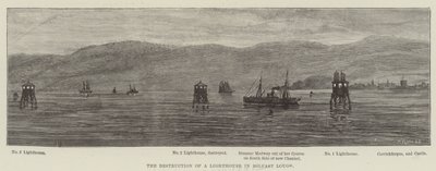 Ødelæggelsen af et fyrtårn i Belfast Lough (gravering) af English School