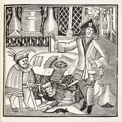 The Devil upon two sticks or the Town Untold, illustration fra Chapter-books of the Eighteenth Century af John Ashton, pub. 1882 af English School