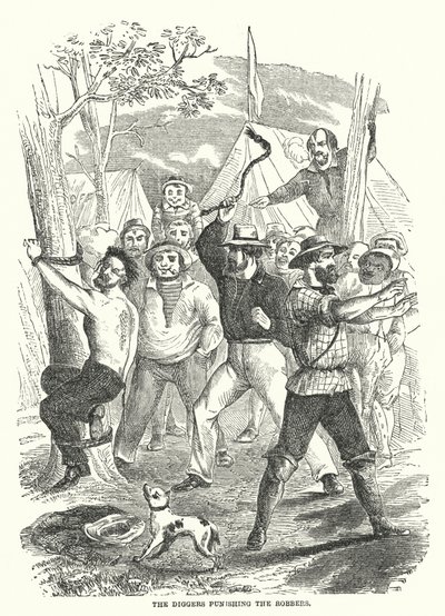 Diggers, der straffer røverne (gravering) af English School