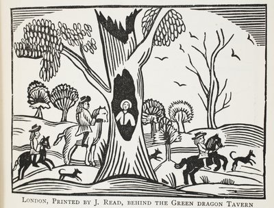 The Distressed Child in the Wood, eller The Cruel Unkle, illustration fra Chap-books of the Eighteenth Century af John Ashton, pub. 1882 af English School
