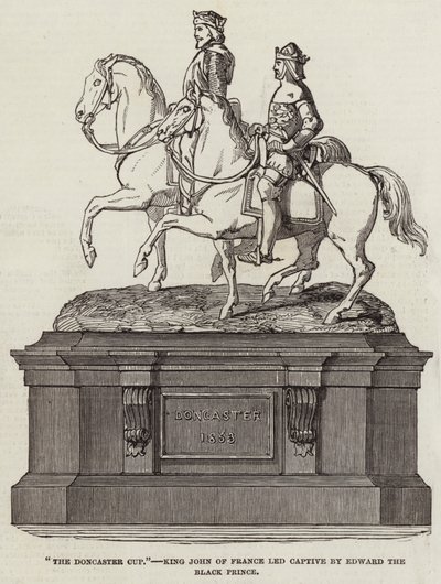 "The Doncaster Cup", Kong John af Frankrig ført til fange af Edward den Sorte Prins (gravering) af English School