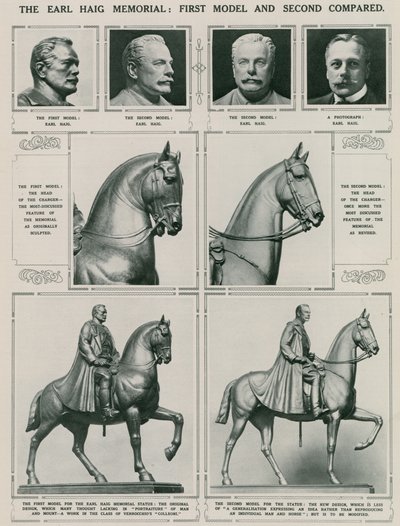 Earl Haig Memorial: Første model og anden sammenlignet af English School