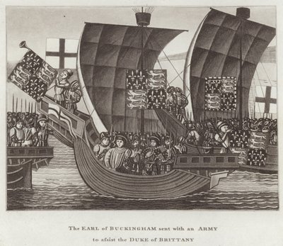 Der Graf von Buckingham wird mit einer Armee entsandt, um den Herzog von Bretagne zu unterstützen von English School