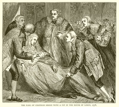 Jarlen af Chatham blev grebet af et anfald i House of Lords, 1778 af English School