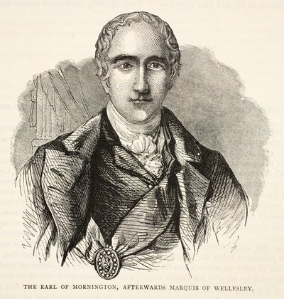 The Earl of Mornington, bagefter Marquis of Wellesley, illustration fra Cassells Illustrated History of India af James Grant, pub. 1879 af English School