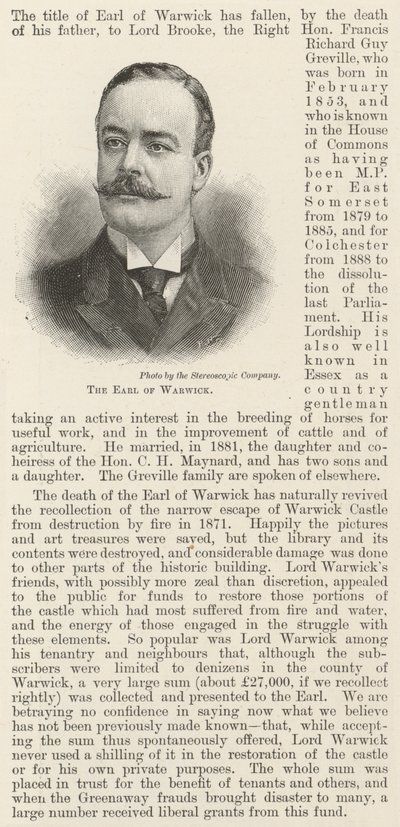 Jarlen af Warwick (gravering) af English School