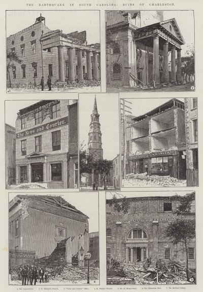 Jordskælvet i South Carolina, Ruins of Charleston (gravering) af English School