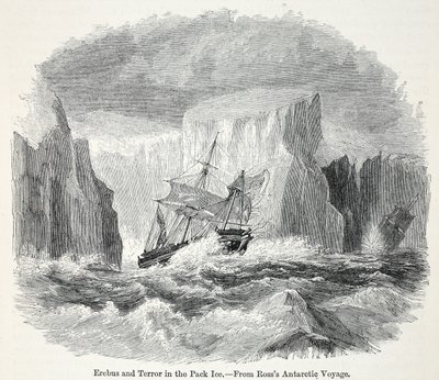 Erebus og terroren blandt isbjerge af English School
