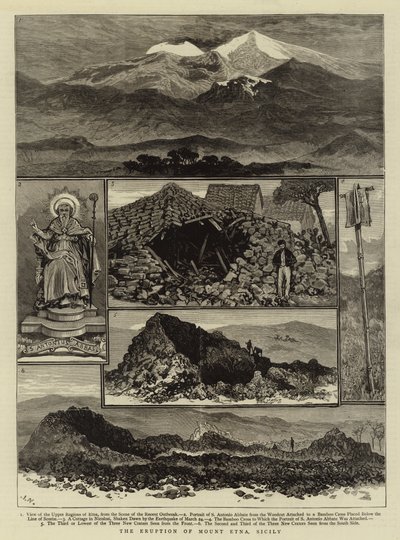 Etnas udbrud, Sicilien (gravering) af English School