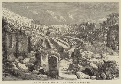 Udgravningerne ved Colosseum, Rom (gravering) af English School