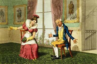 The Expostulation, pub. af G. Humphrey, 1821 (farvet radering) af English School