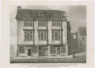 Falcon Tavern på Bankside, Southwark. Som det så ud i 1805 af English School