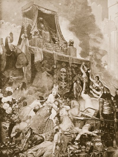 The Fall of Nineveh, illustration fra Hutchinsons History of the Nations, ca. 1910-15 af English School