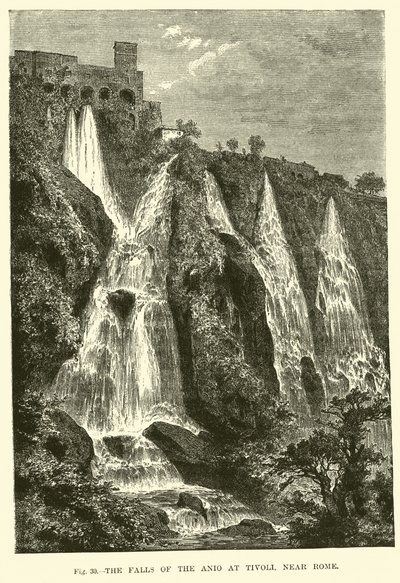 The Falls of the Anio at Tivoli, near Rome  af English School