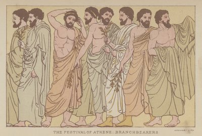 The Festival of Athene, Branchbearers (farve litho) af English School