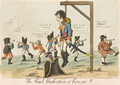 The Final Pacification of Europe!!, pub. 1803 (håndfarvet gravering) af English School