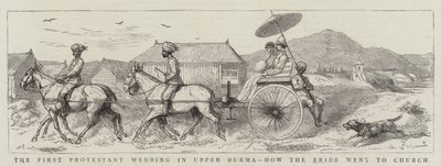 Det første protestantiske bryllup i Øvre Burma, hvordan bruden gik i kirke (gravering) af English School