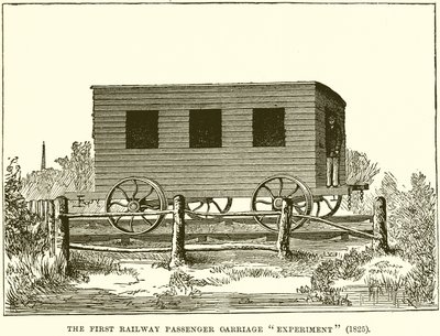 Det første eksperiment med jernbanepassagervogn (1825) af English School