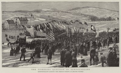 Die Fischereifrage in Neufundland (Gravur) von English School