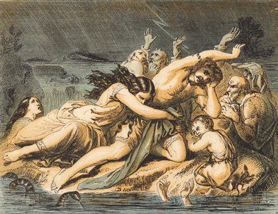 Syndfloden (farvet indgravering) af English School