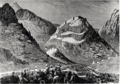 Ali Musjid-fortet i Khyber-passet af English School