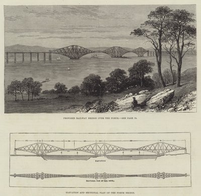 The Forth Bridge (gravering) af English School