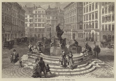 Raphael Donners fontæne i Neumarkt, Wien (gravering) af English School