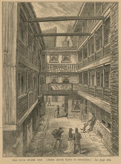 The Four Swans Inn, taget kort før dens nedrivning af English School