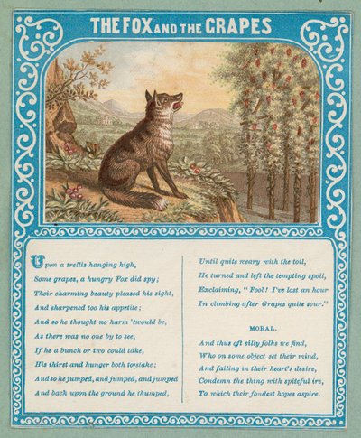 Ræven og druerne (farvelitografi) af English School