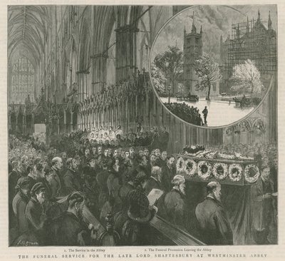 Begravelsesgudstjenesten for afdøde Lord Shaftesbury i Westminster af English School