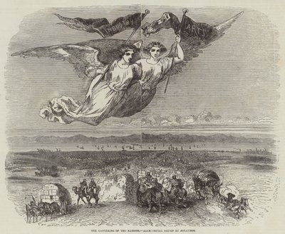 The Gathering of the Nations, allegorisk design af Johannot (gravering) af English School
