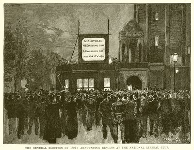 Folketingsvalget 1892: Meddelelse af resultater ved National Liberal Club af English School