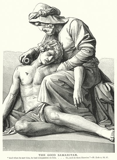 Den barmhjertige samaritaner (gravering) af English School