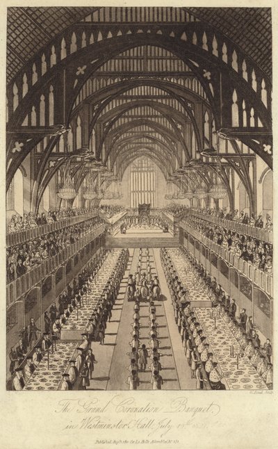 The Grand Coronation Banket i Westminster Hall af English School