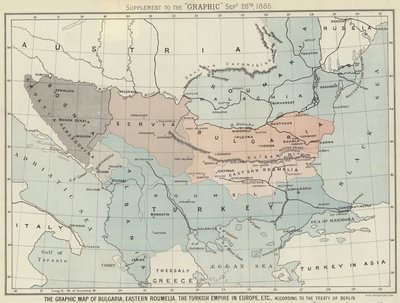Det grafiske kort over Bulgarien, det østlige Roumelia, det tyrkiske imperium i Europa af English School
