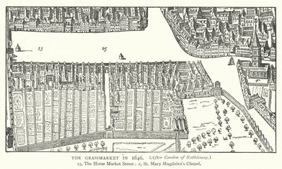 The Grassmarket i 1646 (gravering) af English School