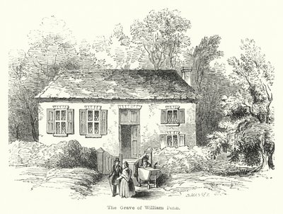 The Grave of William Penn (gravering) af English School