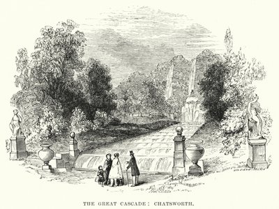 The Great Cascade, Chatsworth (gravering) af English School
