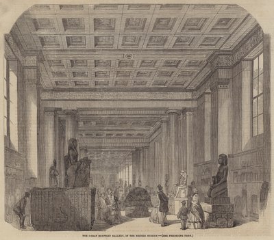 Die große ägyptische Galerie, im British Museum (Gravur) von English School