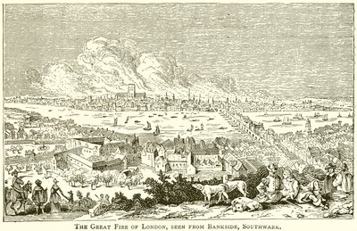 The Great Fire of London, set fra Bankside, Southwark af English School