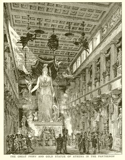Den store elfenbens- og guldstatue af Athena i Parthenon af English School