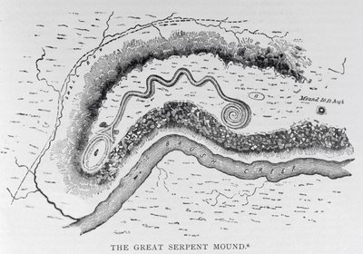 The Great Serpent Mound, nær Locust Grove, Ohio, 2. århundrede f.Kr., fra 